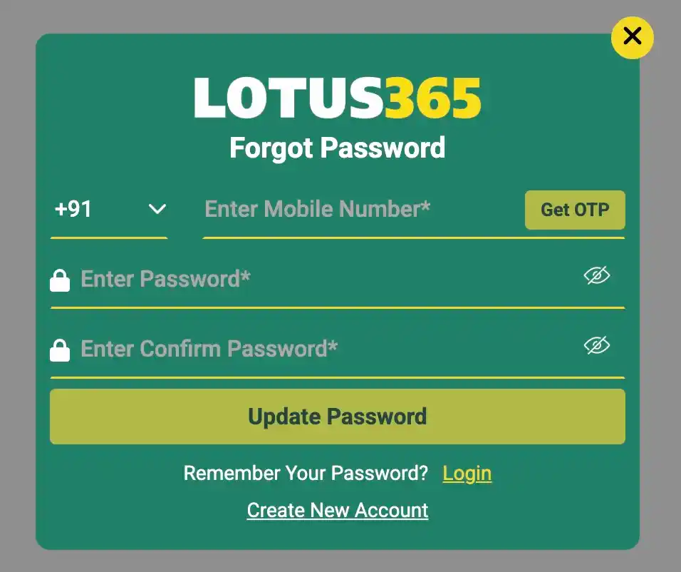 Forgot Lotus365 Password
