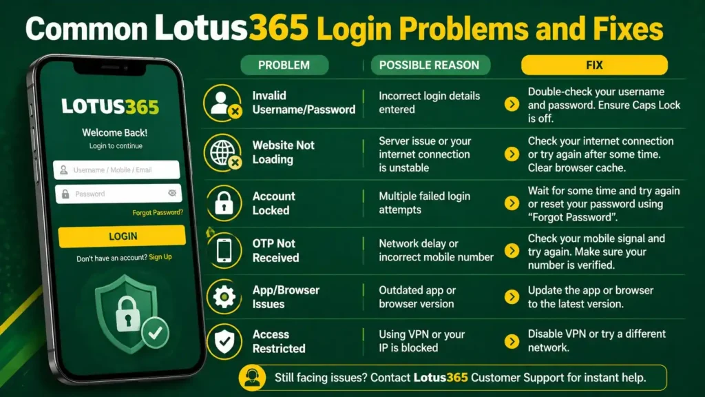 Common Lotus365 Login Problems